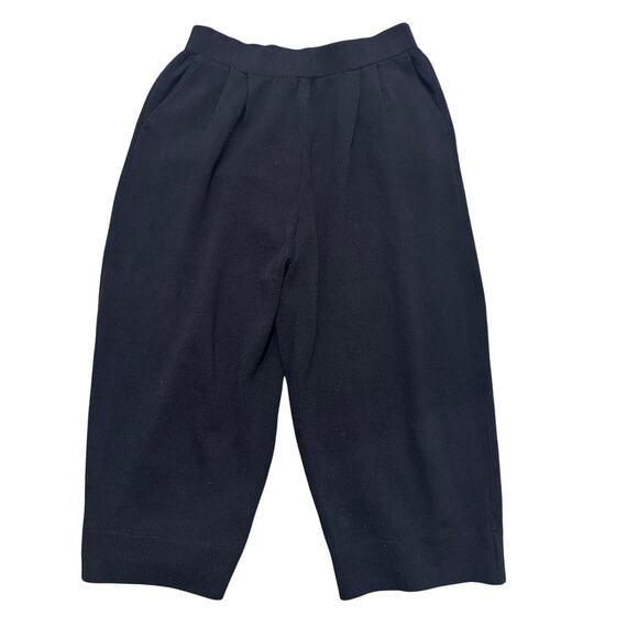 St. John Pants - St. John Women's Santana Knit Black Pleated Tapered, Cropped Pants Pockets, 10